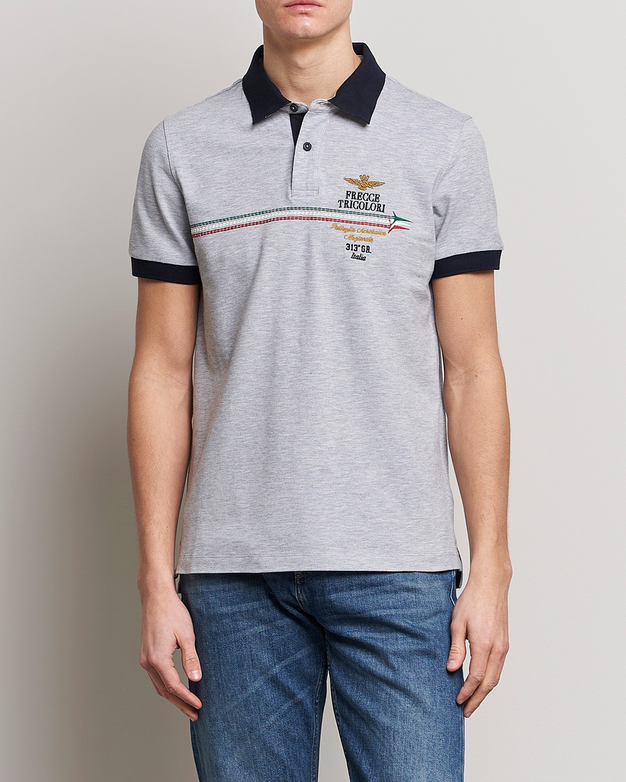 Herren | Poloshirts | Aeronautica Militare | Contrast Collor Polo Melange Grey