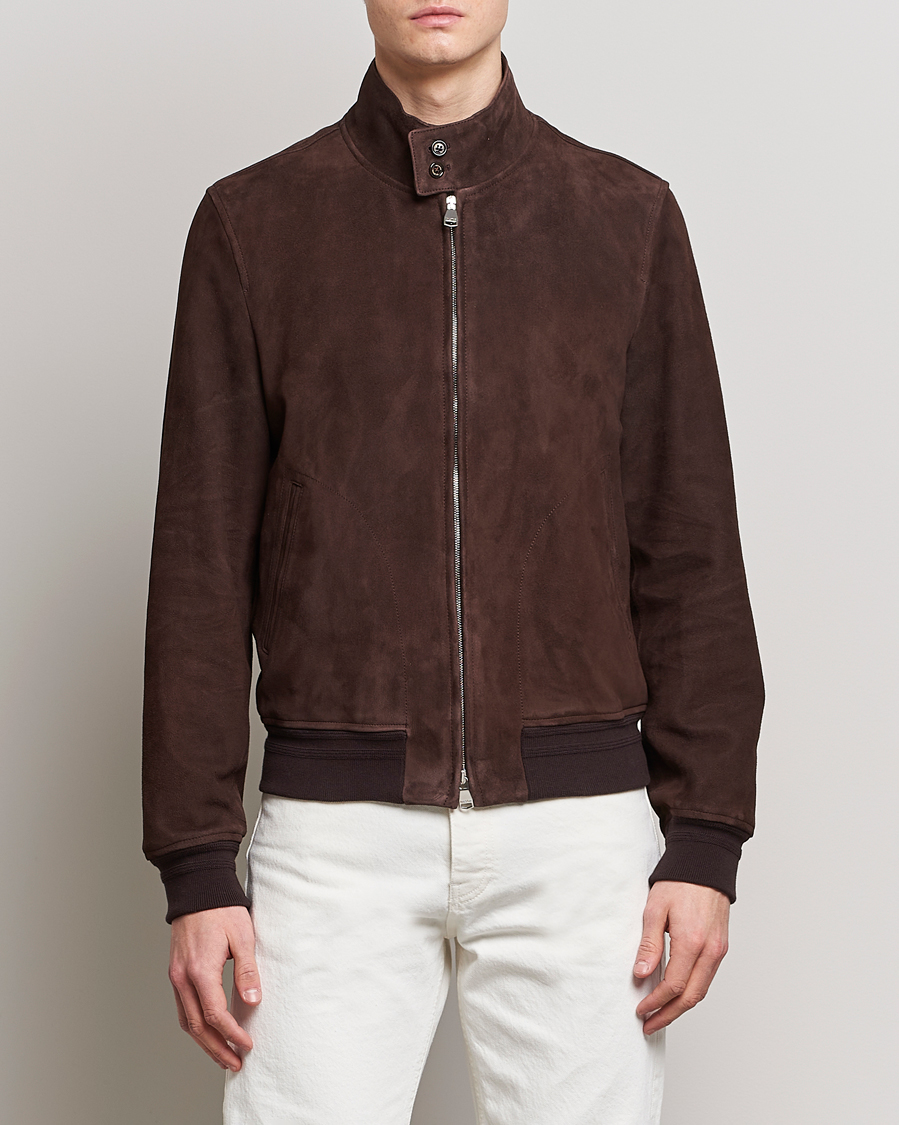 Herren | Jacken | Valstar | Suede Zip Blouson Dark Brown