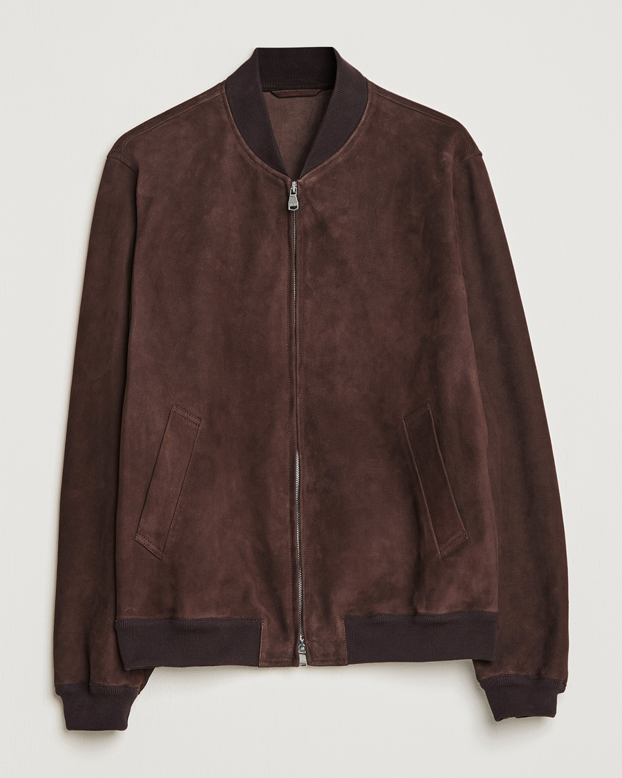 Herren | Jacken | Valstar | Suede Bomber Jacket Dark Brown