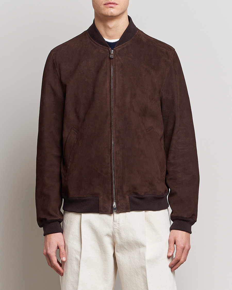 Herren | Jacken | Valstar | Suede Bomber Jacket Dark Brown