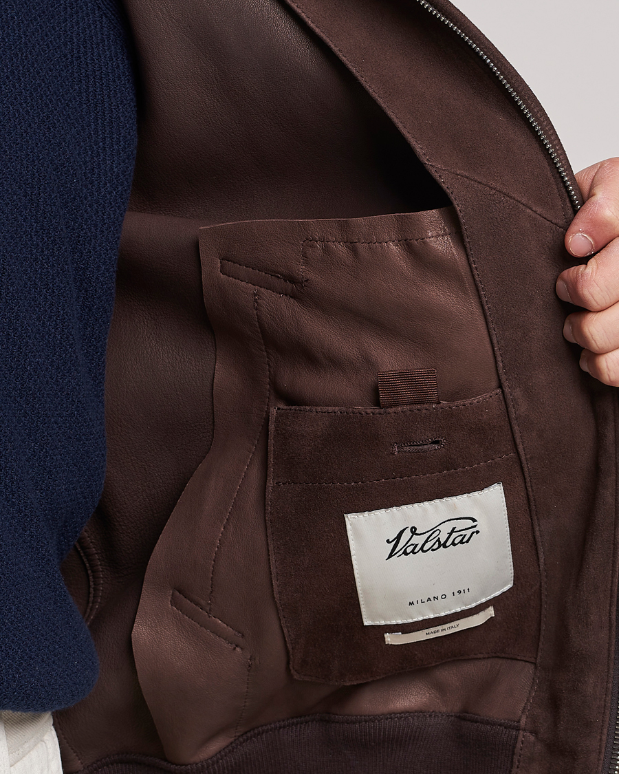 Herren | Jacken | Valstar | Suede Bomber Jacket Dark Brown