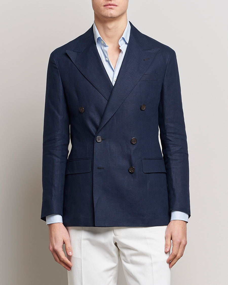 Herren | Sakkos | Polo Ralph Lauren | Linen Double Breasted Sportcoat Dark Navy