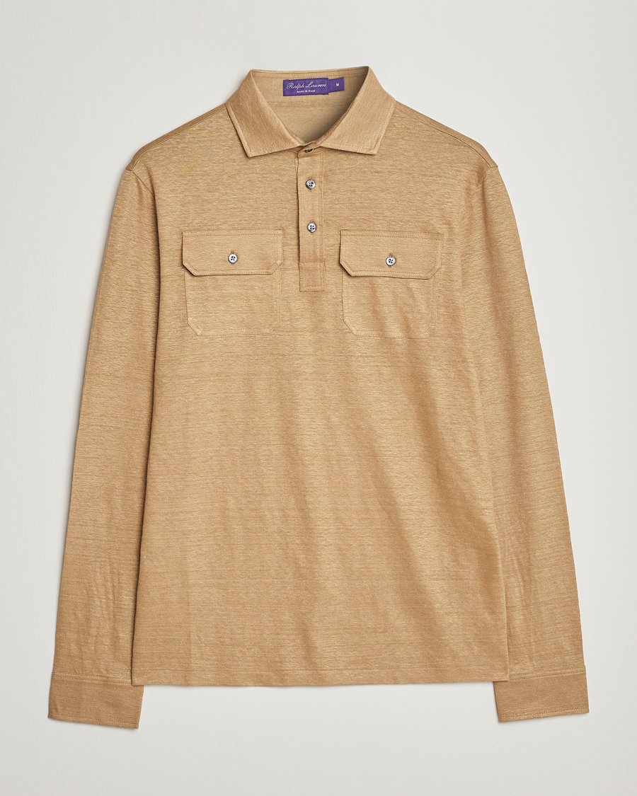 Herren | Pullover | Ralph Lauren Purple Label | Linen Jersey Popover Icon Khaki
