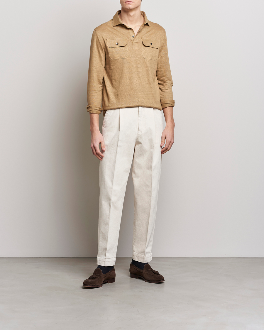 Herren | Pullover | Ralph Lauren Purple Label | Linen Jersey Popover Icon Khaki