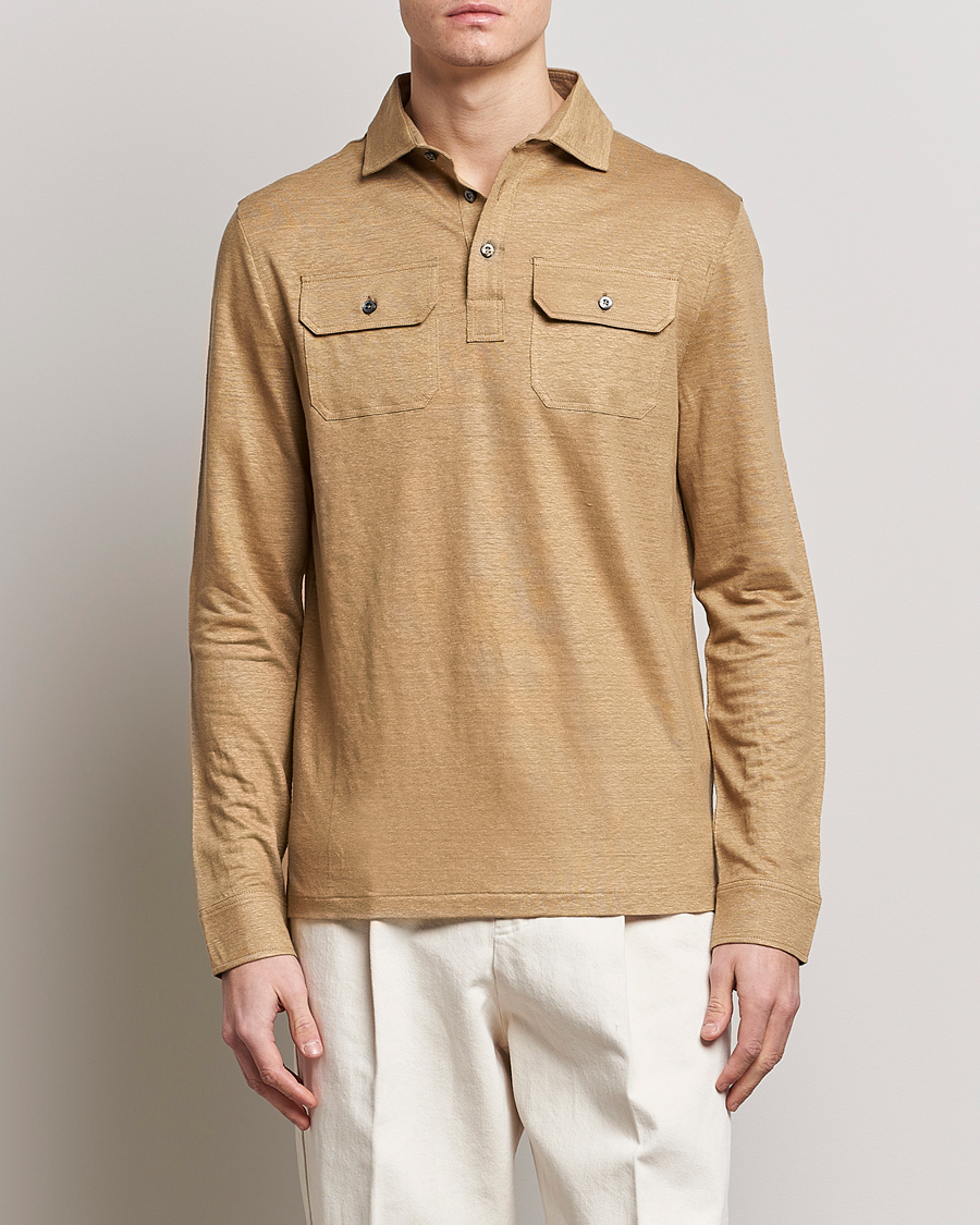Herren | Pullover | Ralph Lauren Purple Label | Linen Jersey Popover Icon Khaki