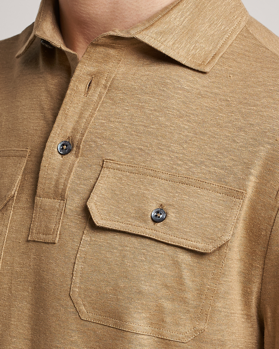 Herren | Pullover | Ralph Lauren Purple Label | Linen Jersey Popover Icon Khaki