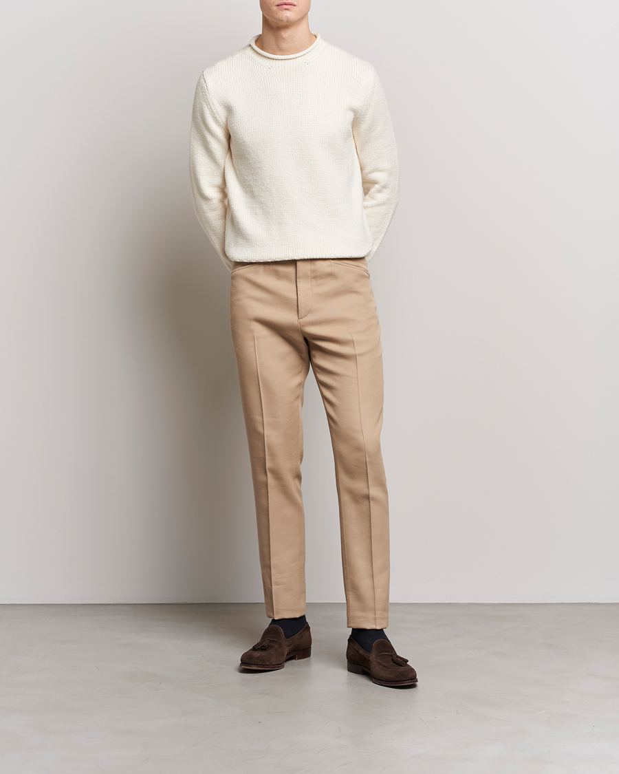 Herren | Pullover | Ralph Lauren Purple Label | Caged Cotton Rib Sweater Natural