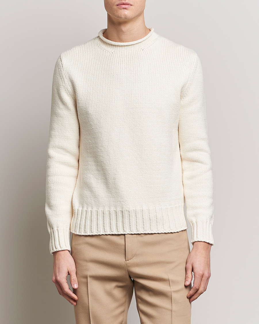 Herren | Pullover | Ralph Lauren Purple Label | Caged Cotton Rib Sweater Natural