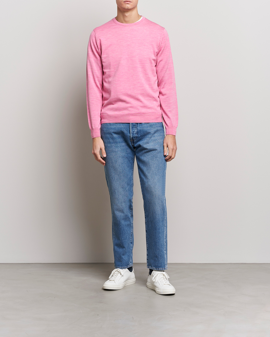 Herren | Pullover | Stenströms | Merino Crew Neck Pink