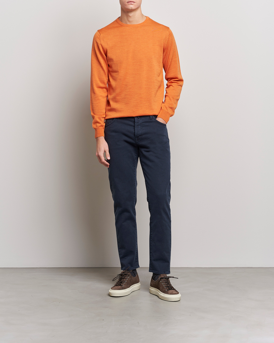 Herren | Pullover | Stenströms | Merino Crew Neck Orange
