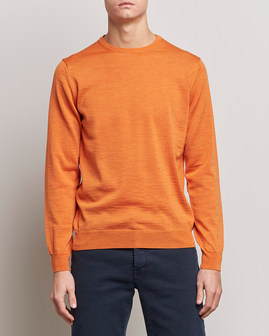 Herren | Pullover | Stenströms | Merino Crew Neck Orange