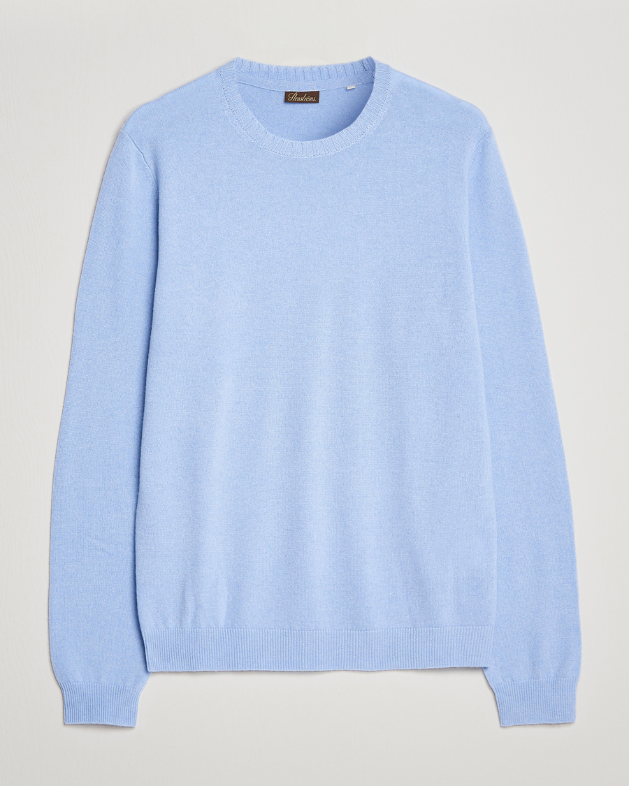 Herren | Pullover | Stenströms | Cashmere Crew Neck Light Blue