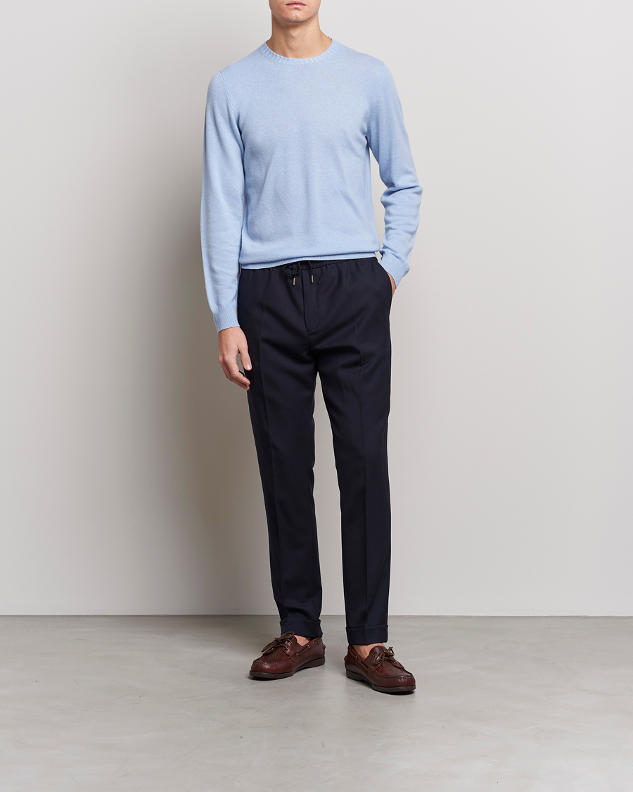 Herren | Pullover | Stenströms | Cashmere Crew Neck Light Blue