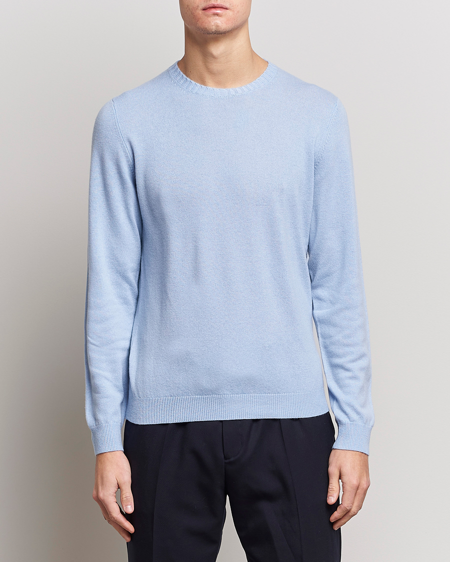 Herren | Pullover | Stenströms | Cashmere Crew Neck Light Blue