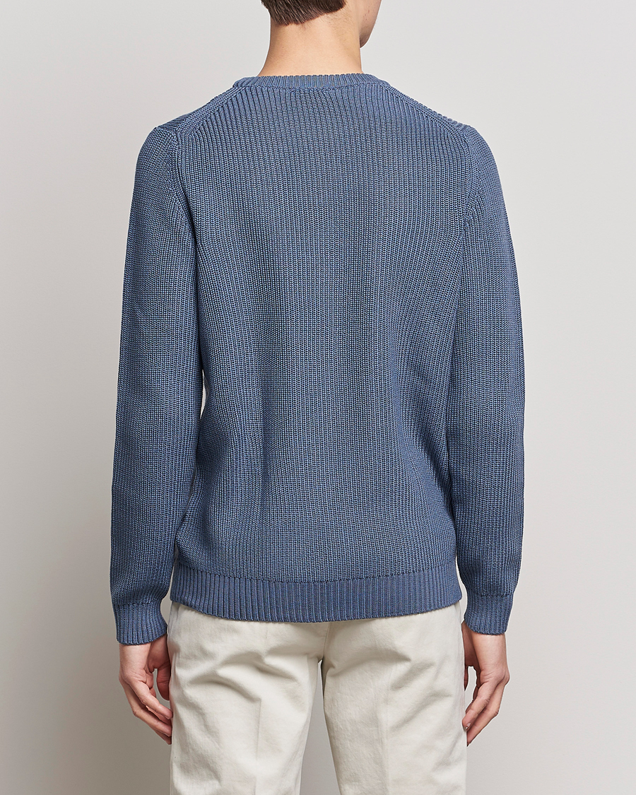 Herren | Pullover | Stenströms | Merino Heavy Knitted Crew Neck Petrol Blue