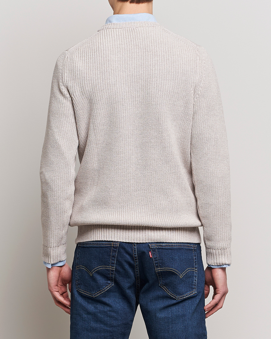Herren | Pullover | Stenströms | Merino Heavy Knitted Crew Neck Beige