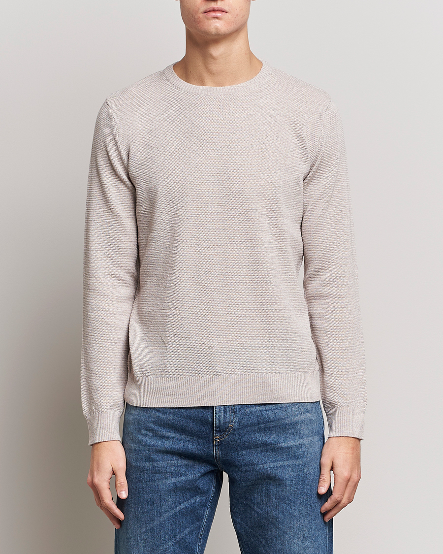 Herren | Pullover | Stenströms | Textured Merino Crew Neck Beige