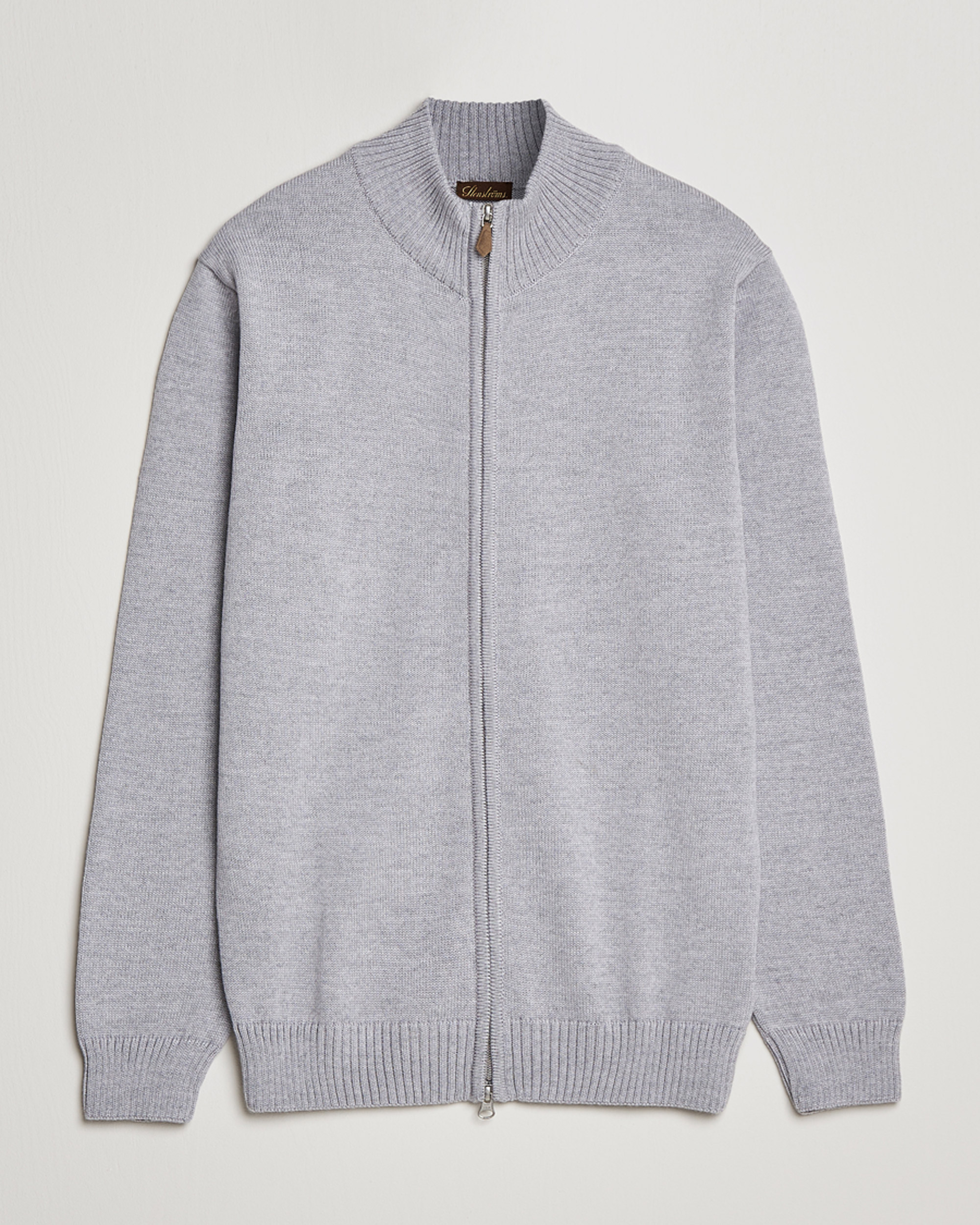 Herren | Pullover | Stenströms | Chunky Merino Full Zip Light Grey