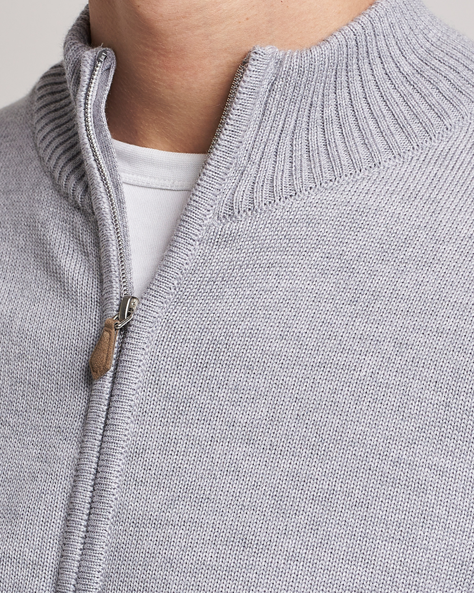 Herren | Pullover | Stenströms | Chunky Merino Full Zip Light Grey