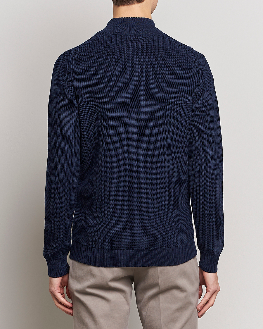 Herren | Pullover | Stenströms | Half Card Heavy Merino Cardigan Navy