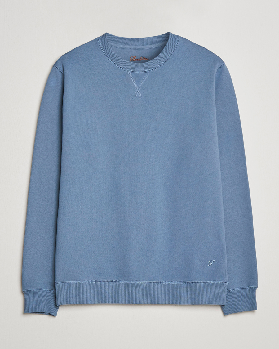 Herren | Pullover | Stenströms | Cotton Collage Crew Neck Blue