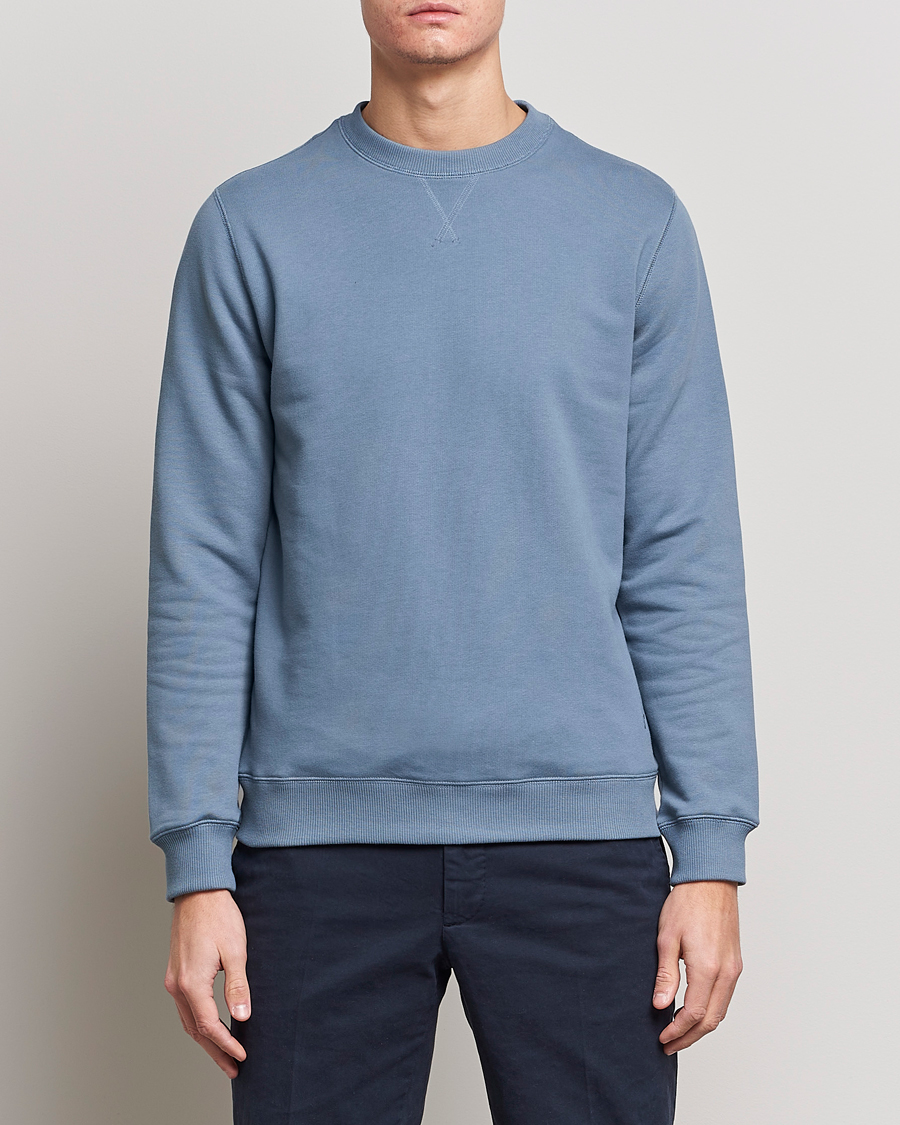 Herren | Pullover | Stenströms | Cotton Collage Crew Neck Blue