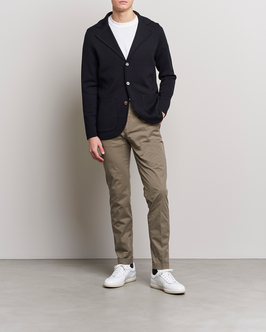 Herren | Sakkos | Stenströms | Milano Knitted Merino Blazer Navy