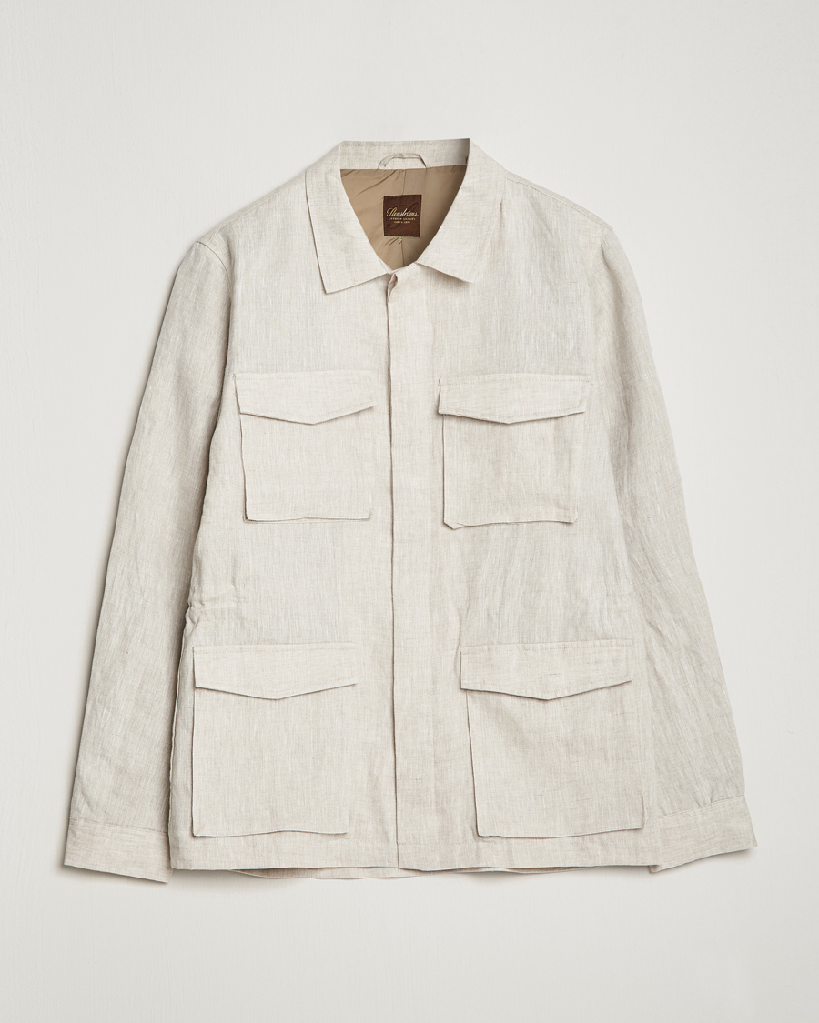 Herren | Jacken | Stenströms | Linen Field Jacket Beige