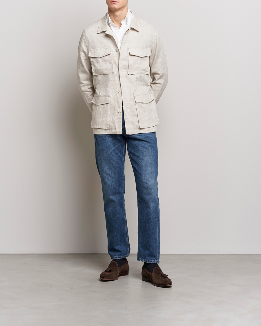 Herren | Jacken | Stenströms | Linen Field Jacket Beige