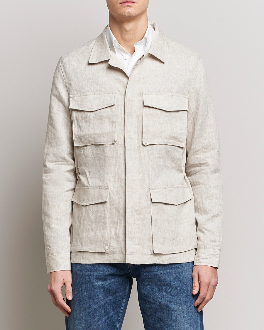 Herren | Jacken | Stenströms | Linen Field Jacket Beige