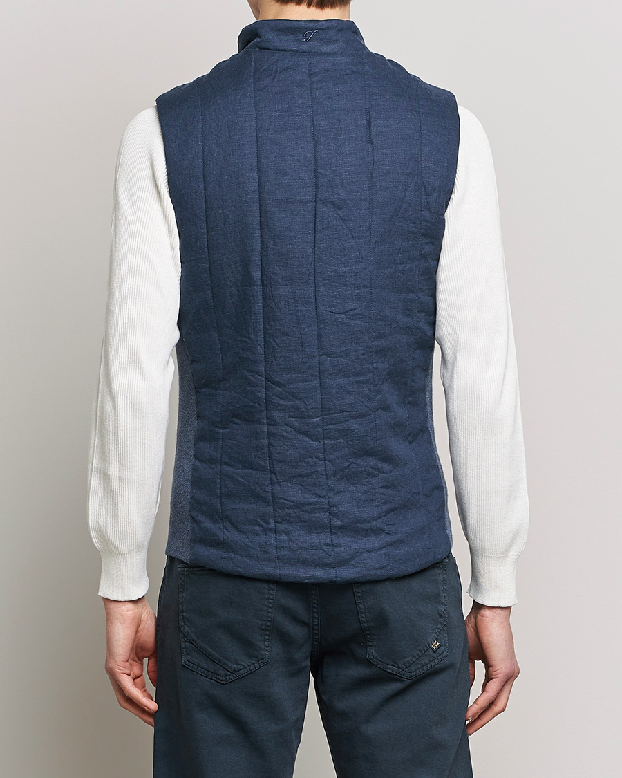 Herren | Westen | Stenströms | Hybrid Linen/Merino Vest Blue