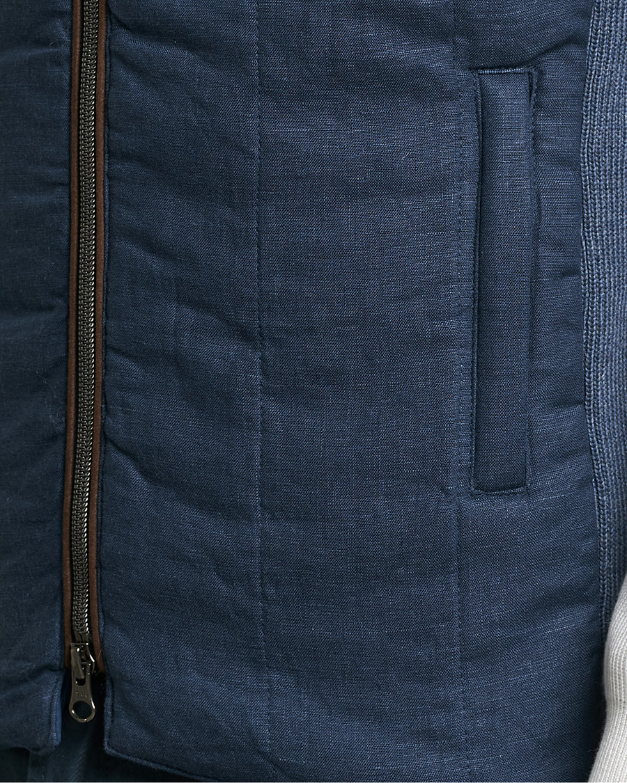 Herren | Westen | Stenströms | Hybrid Linen/Merino Vest Blue