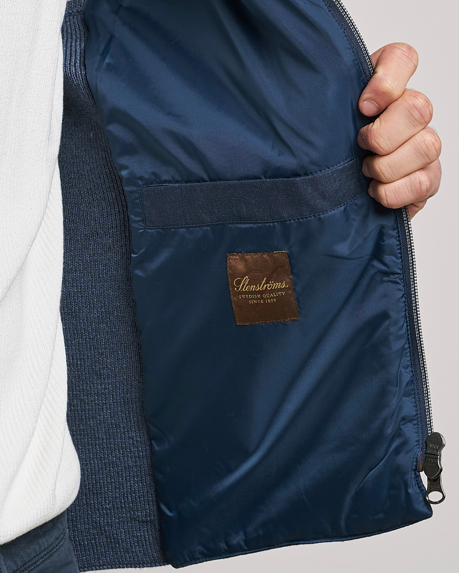 Herren | Westen | Stenströms | Hybrid Linen/Merino Vest Blue