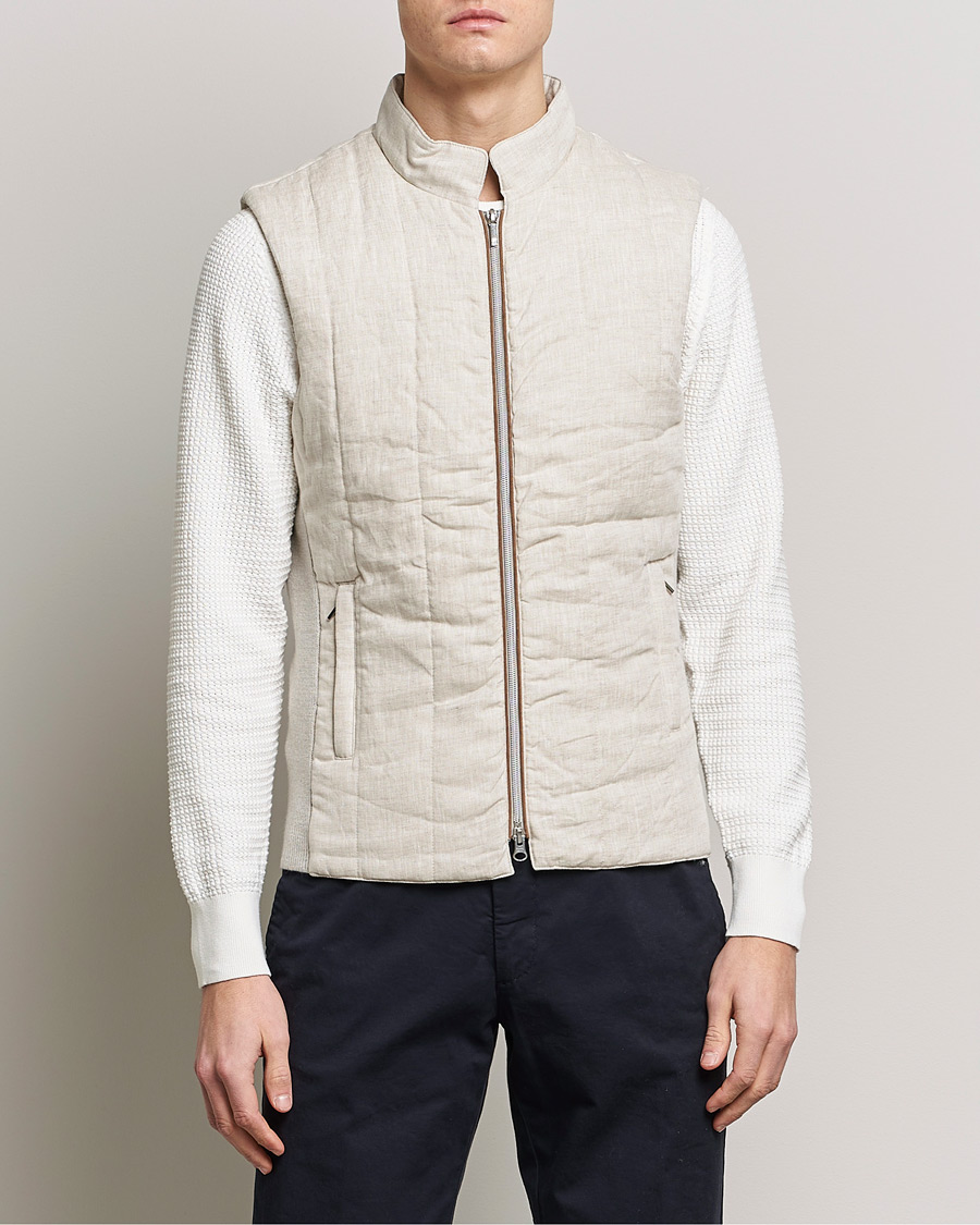 Herren | Westen | Stenströms | Hybrid Linen/Merino Vest Beige
