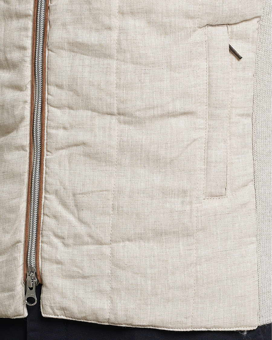 Herren | Westen | Stenströms | Hybrid Linen/Merino Vest Beige