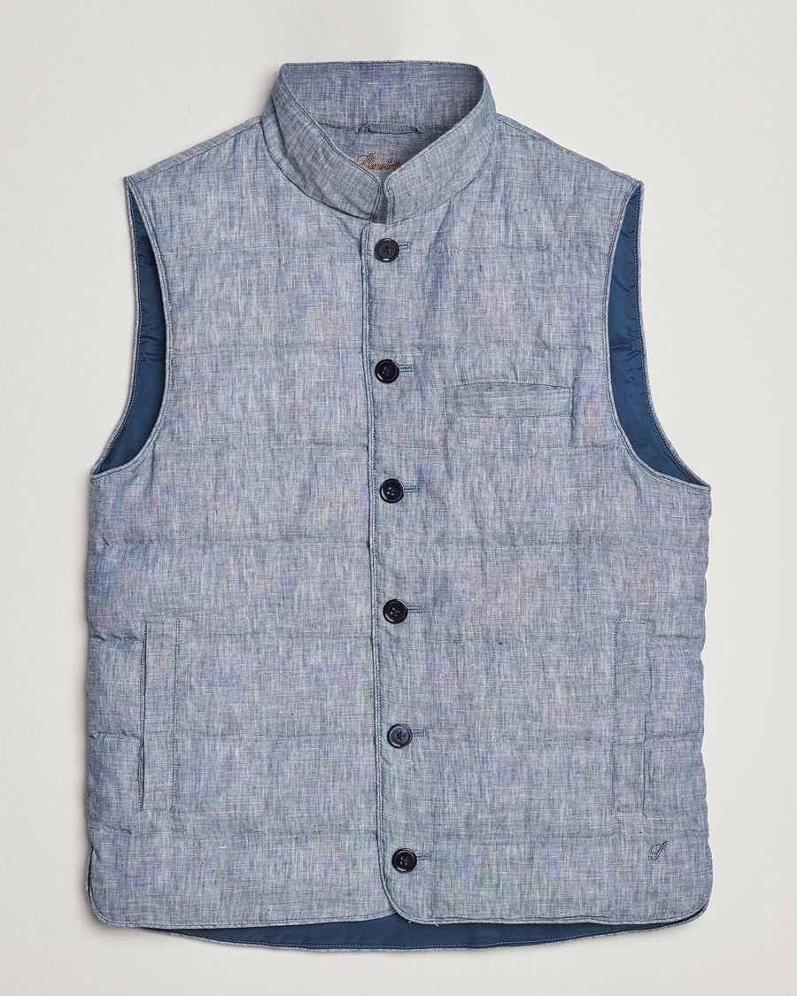 Herren | Westen | Stenströms | Padded Linen Vest Blue