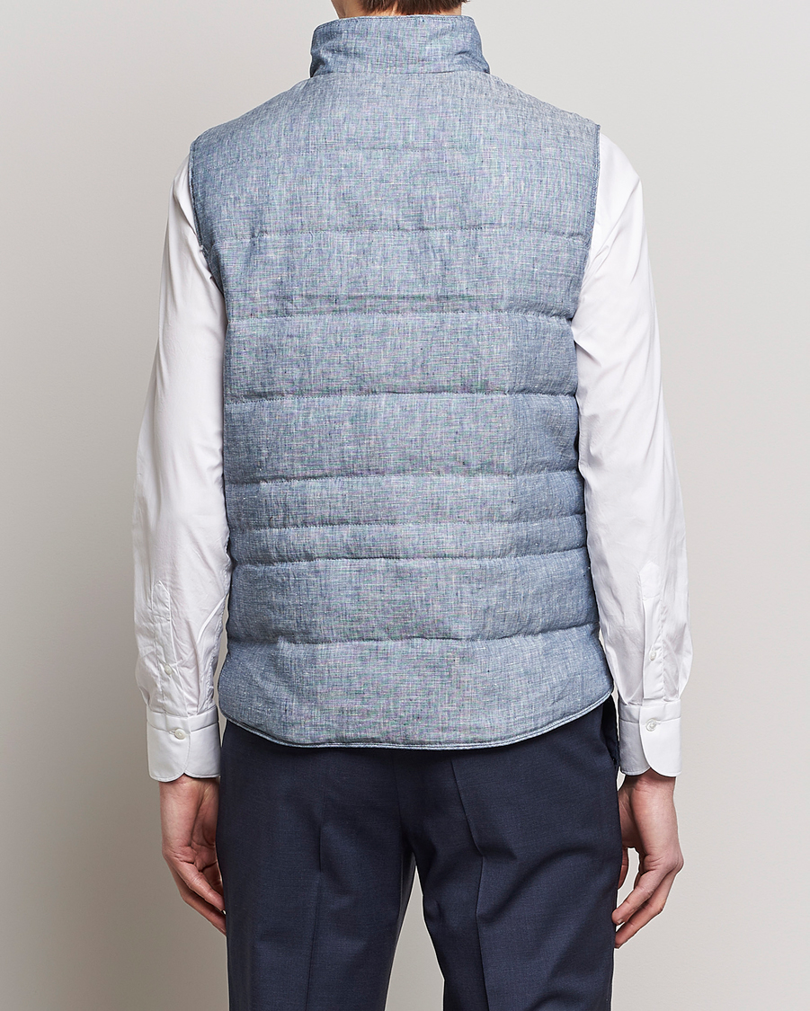 Herren | Westen | Stenströms | Padded Linen Vest Blue