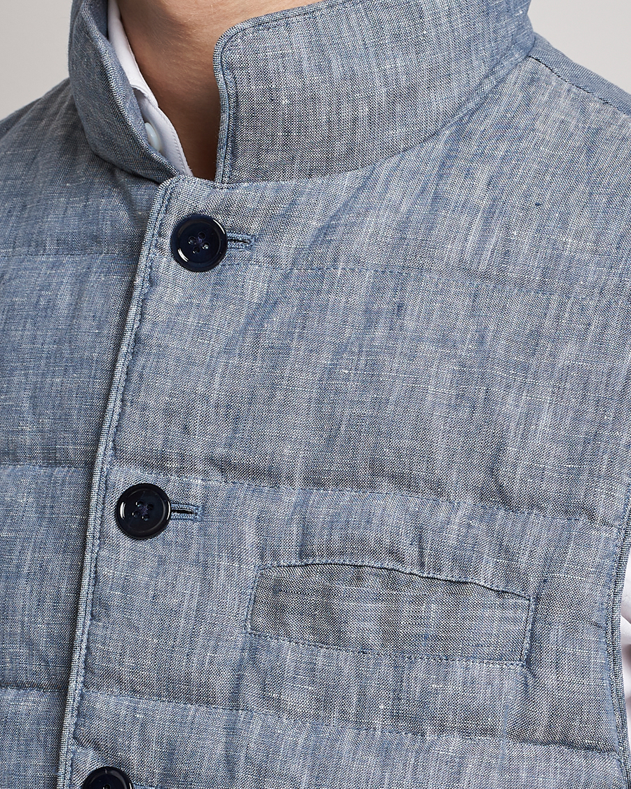 Herren | Westen | Stenströms | Padded Linen Vest Blue