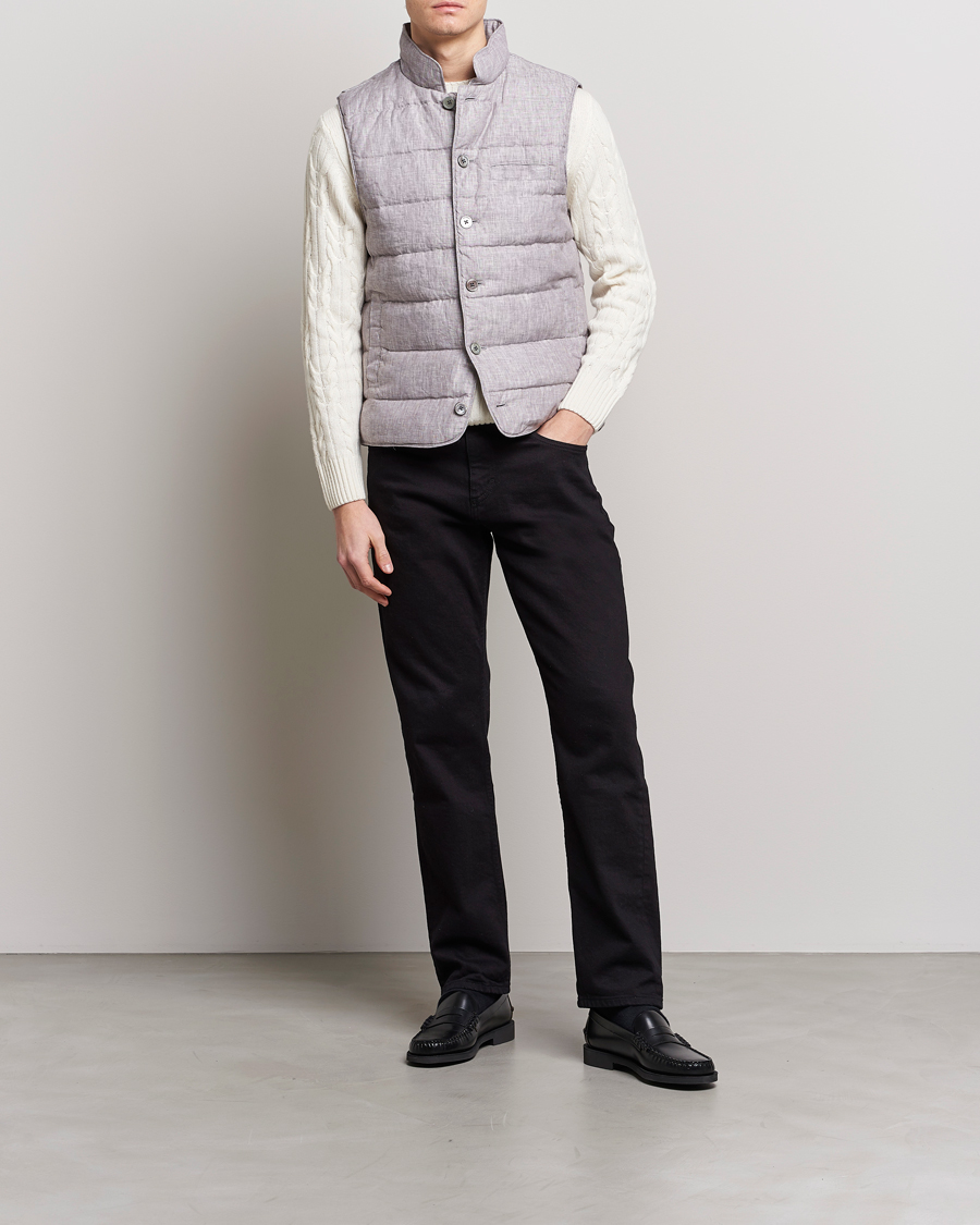 Herren | Westen | Stenströms | Padded Linen Vest Grey
