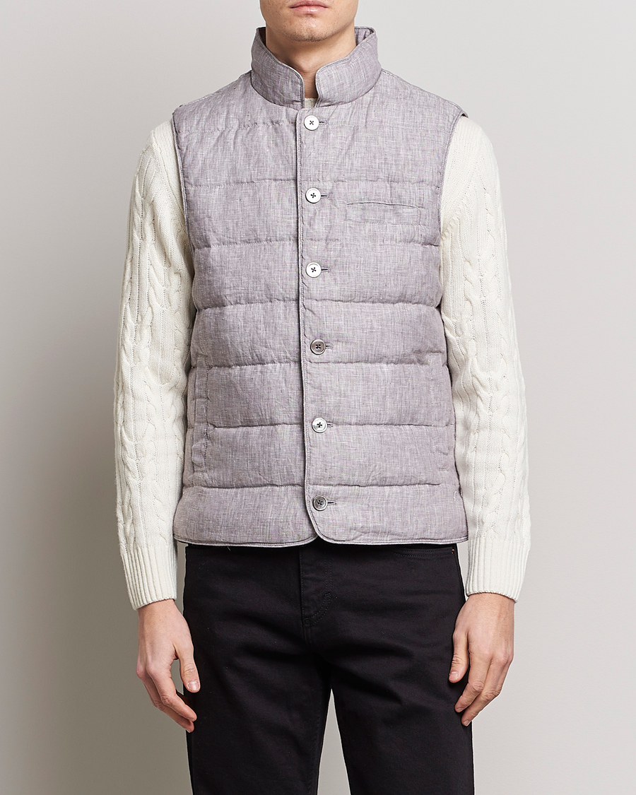 Herren | Westen | Stenströms | Padded Linen Vest Grey