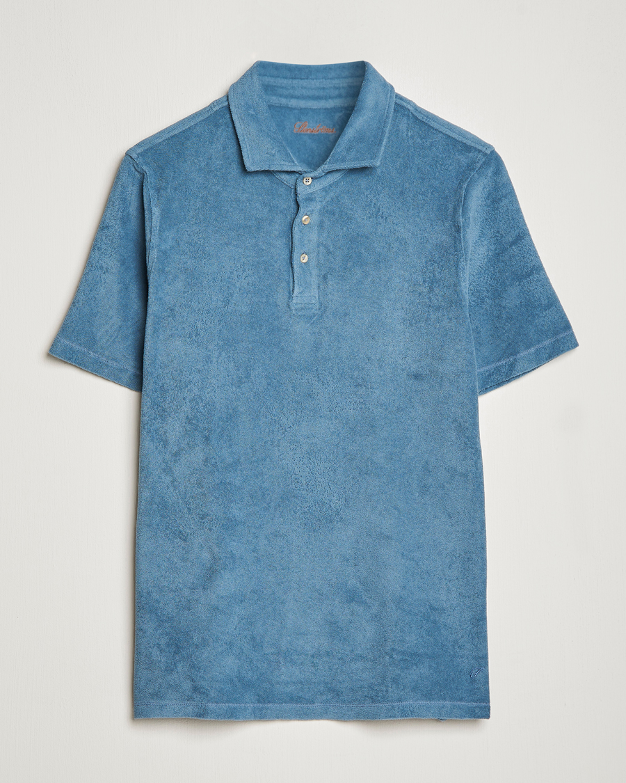 Herren | Poloshirts | Stenströms | Terry Cotton Poloshirt Petrol Blue