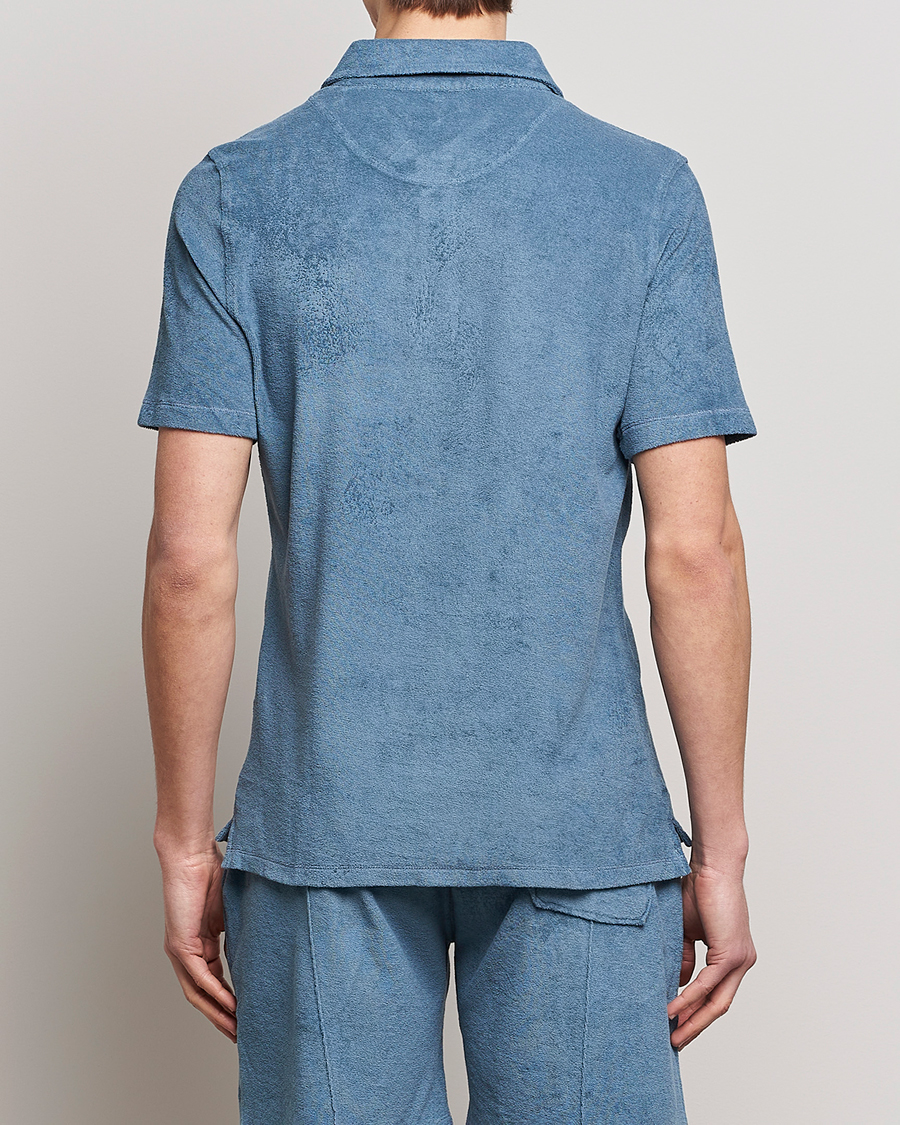 Herren | Poloshirts | Stenströms | Terry Cotton Poloshirt Petrol Blue