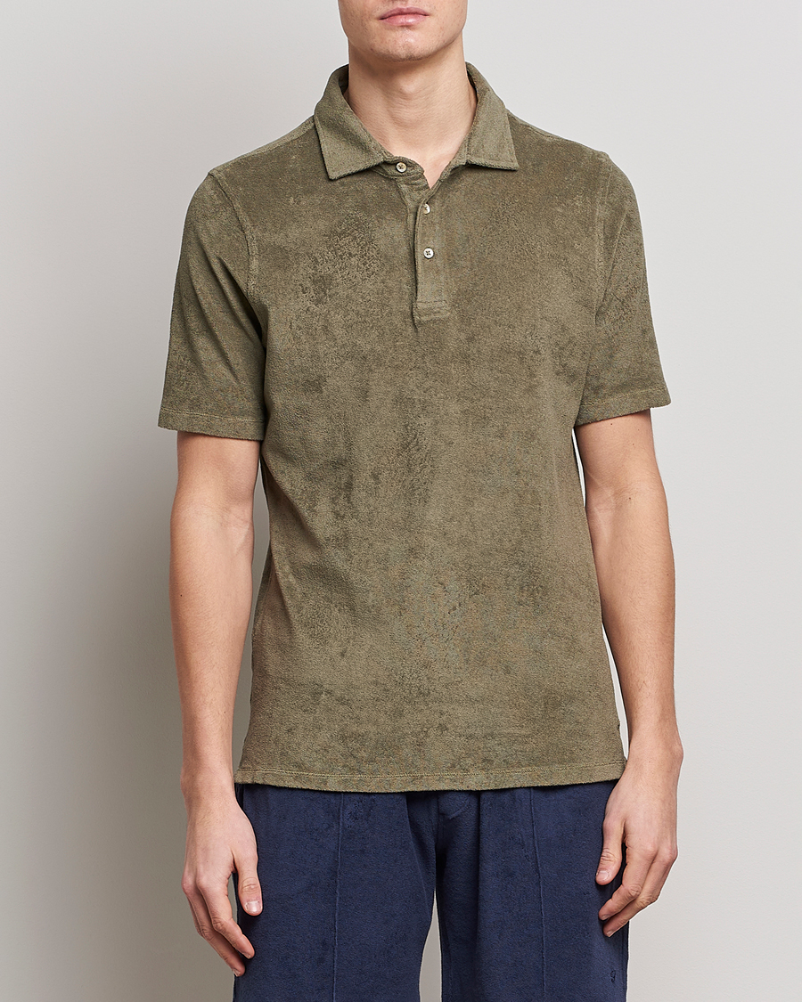 Herren | Poloshirts | Stenströms | Terry Cotton Poloshirt Olive