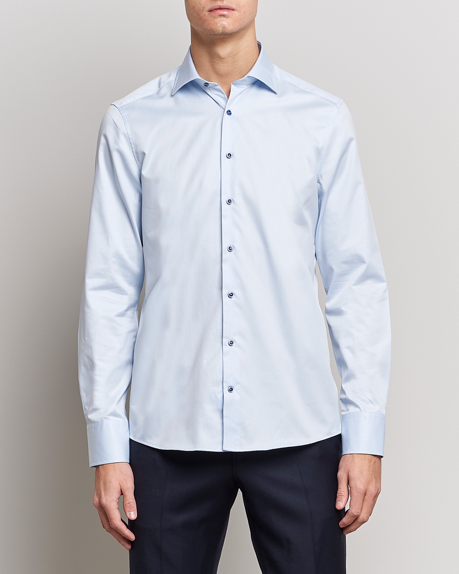 Herren | Hemden | Stenströms | Slimline Cut Away Contrast Shirt Blue