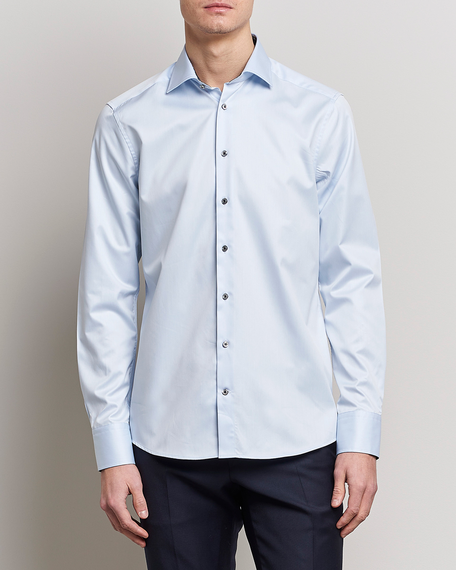 Herren | Hemden | Stenströms | Slimline Cut Away Contrast Shirt Blue