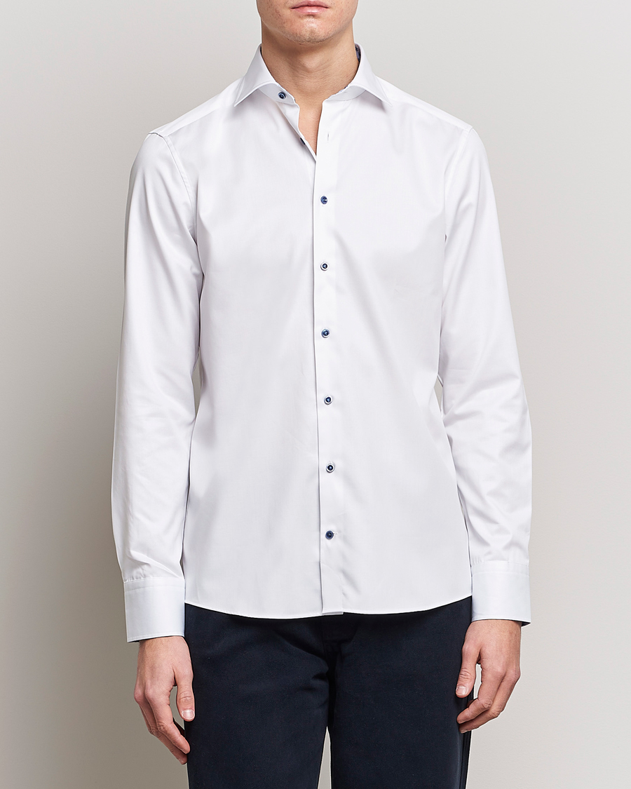Herren | Hemden | Stenströms | Slimline Cut Away Contrast Shirt White