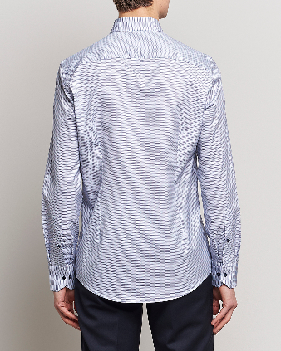 Herren | Hemden | Stenströms | Slimline Cut Away Micro Print Shirt Blue