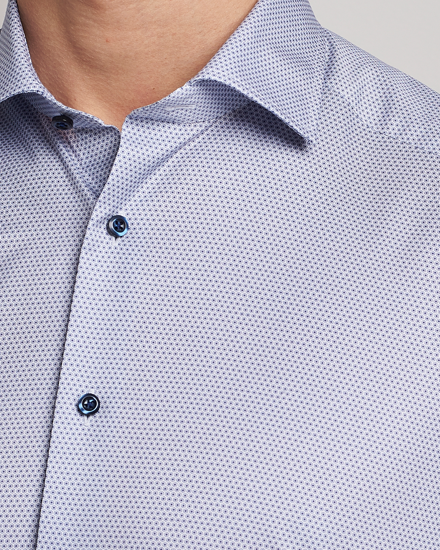 Herren | Hemden | Stenströms | Slimline Cut Away Micro Print Shirt Blue
