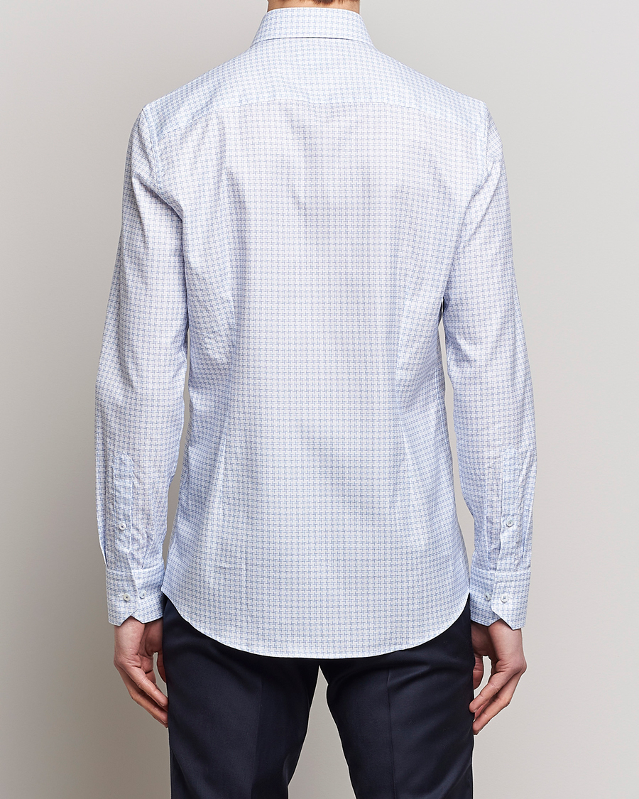 Herren | Hemden | Stenströms | Slimline Cut Away Micro Print Shirt Blue