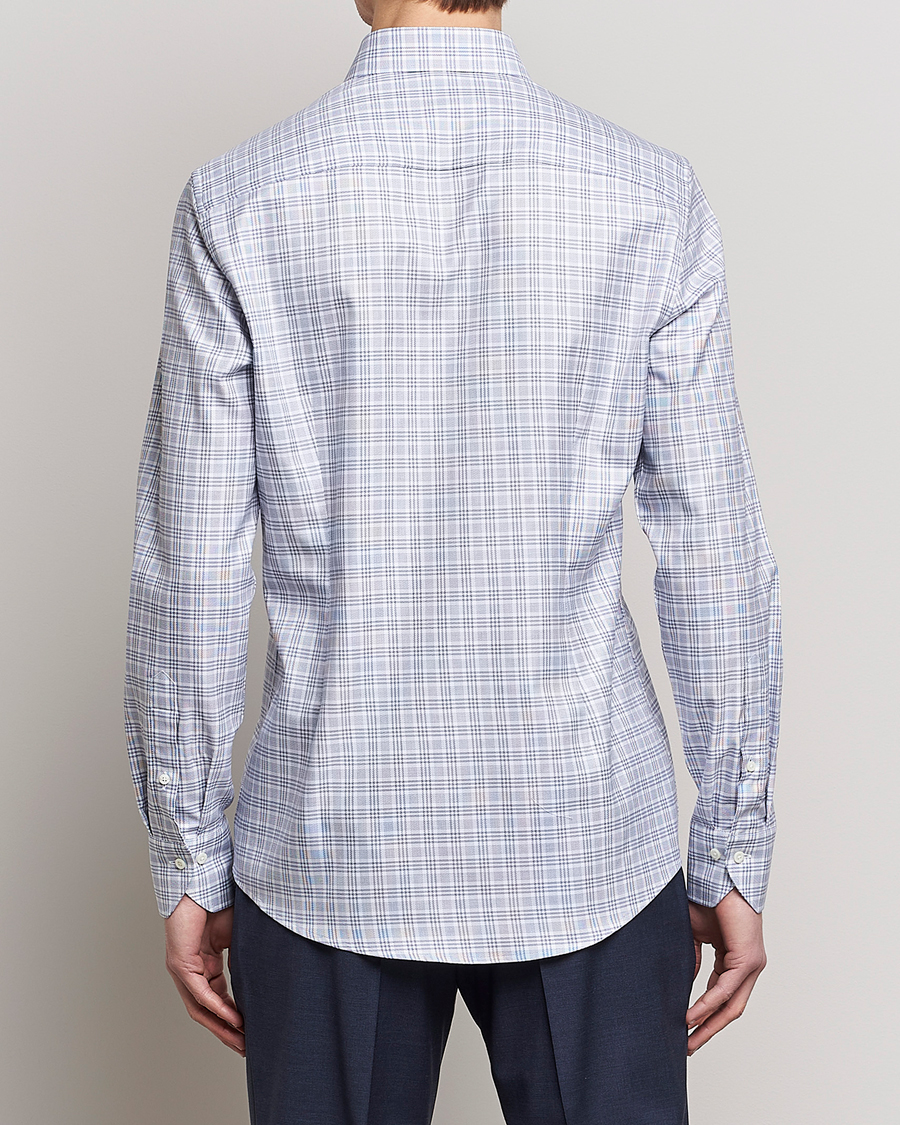 Herren | Hemden | Stenströms | Slimline Cut Away Multicheck Shirt Blue